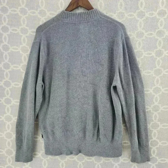 Eddie Bauer Cotton Men's M Button Up Pullover knit Sweater Gray - Picture 2 of 8